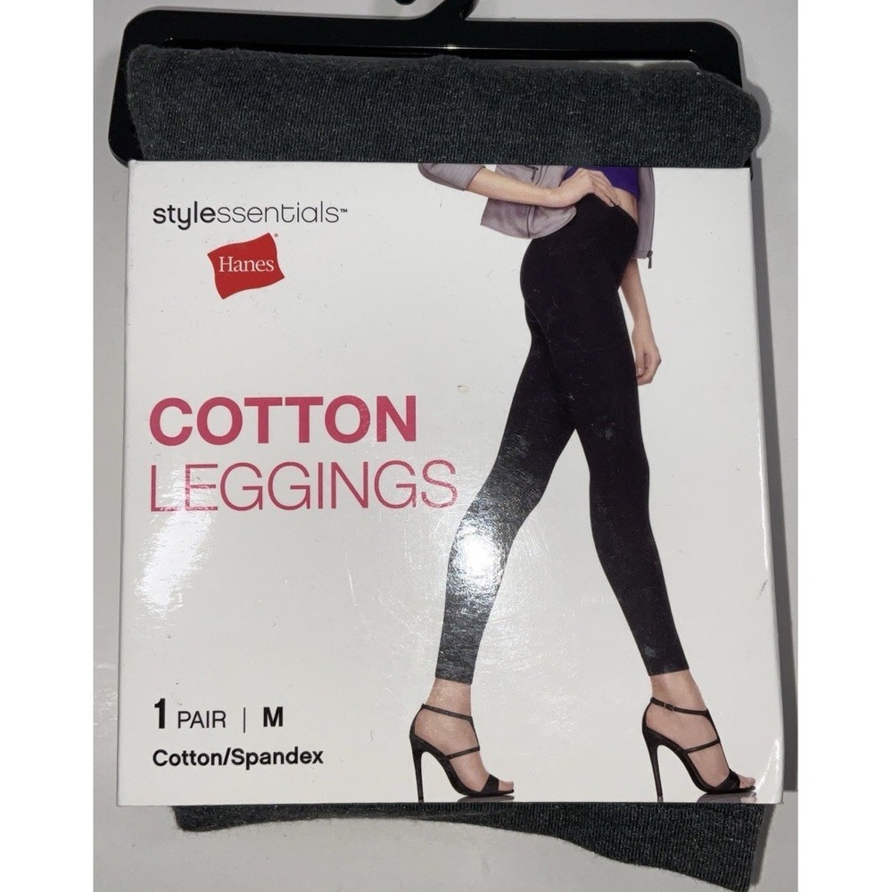 NIP Women's Hanes Stylessentials Cotton Leggings Marble Heather Grey - Medium